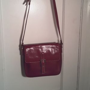Monsac vintage red leather crossbody bag